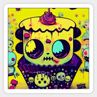 Kawaii Zombie Cupcake Sticker